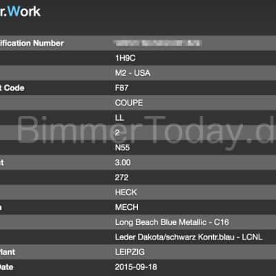 BMW M2 F87 - VIN Decoder